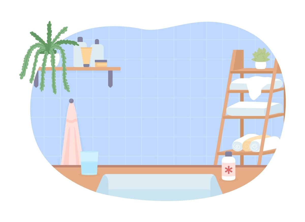 Bathrooms and water closets flat color vector illustrations set