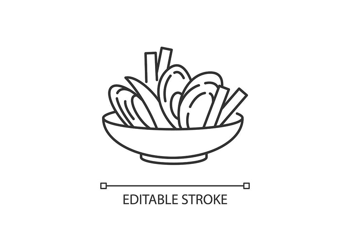 Best national dish pixel perfect linear icons set