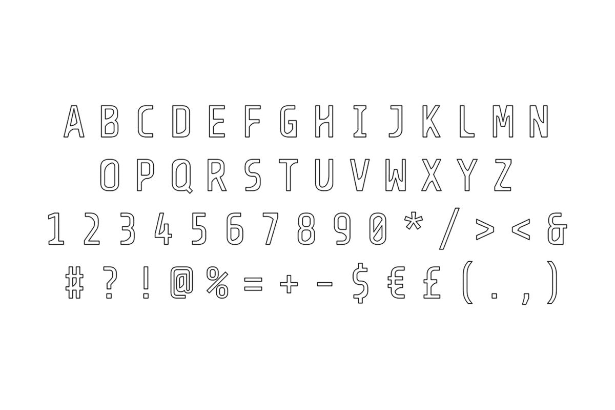 Black bold and linear rounded alphabet set