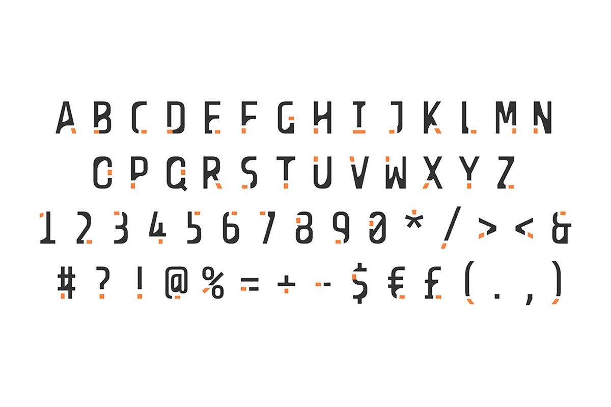 Black bold and linear rounded alphabet set