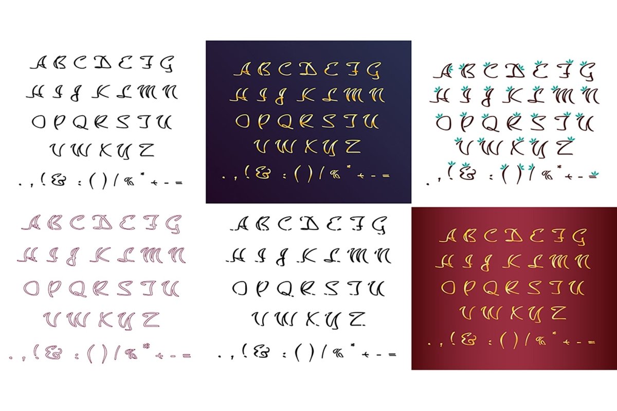 Black creative cursive alphabet bundle
