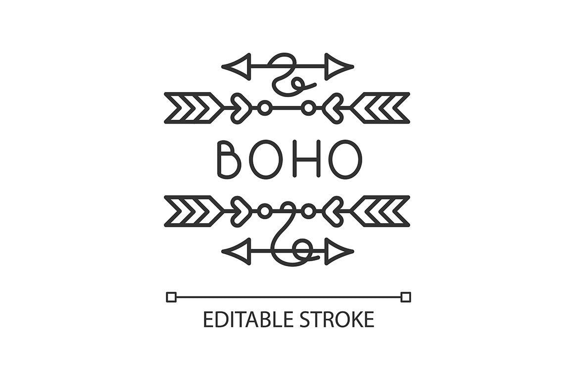 Boho style pixel perfect linear icons set
