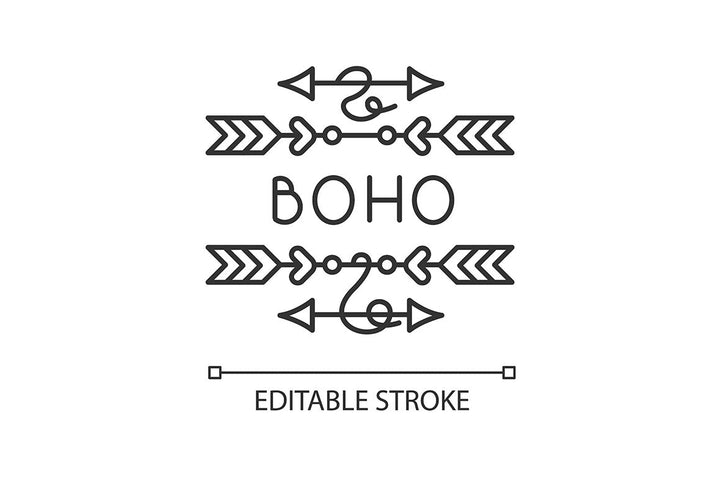Boho style pixel perfect linear icons set