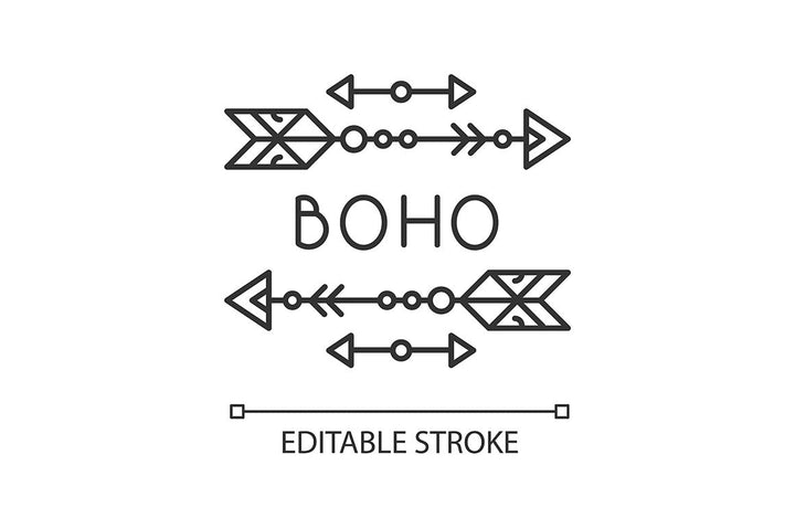Boho style pixel perfect linear icons set