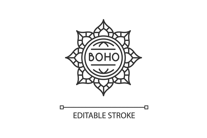 Boho style pixel perfect linear icons set