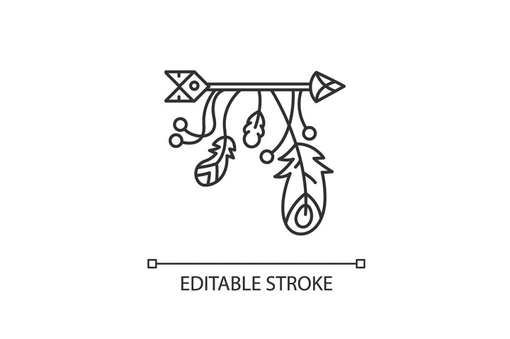 Boho style pixel perfect linear icons set