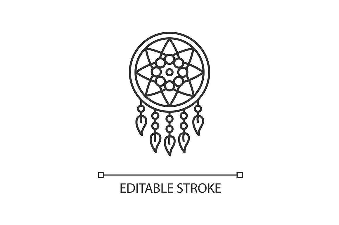 Boho style pixel perfect linear icons set