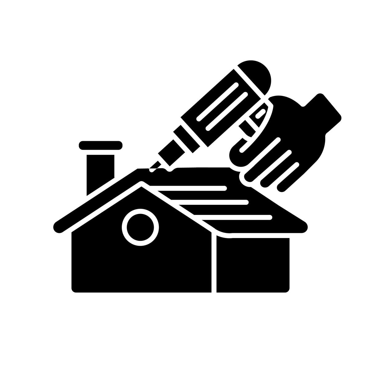 Building and repair house black glyph icons set on white space