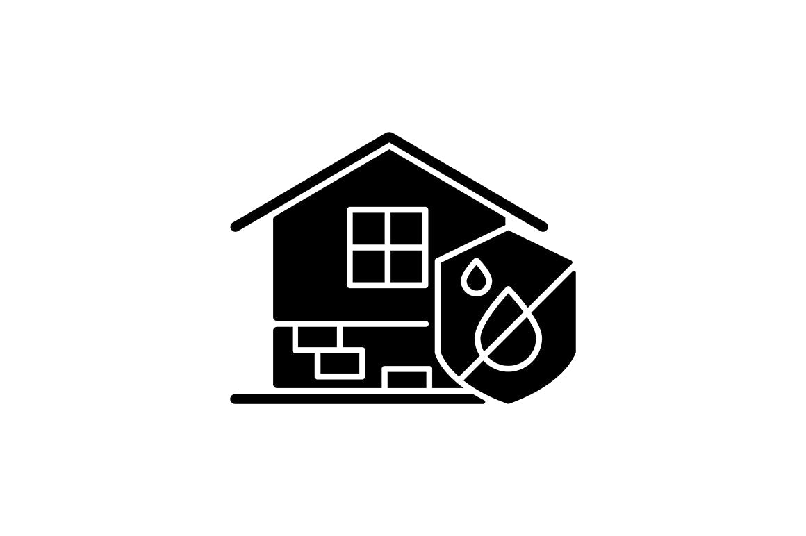Building safety requirements black glyph icons set on white space
