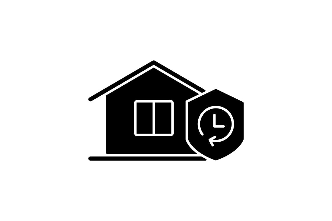 Building safety requirements black glyph icons set on white space