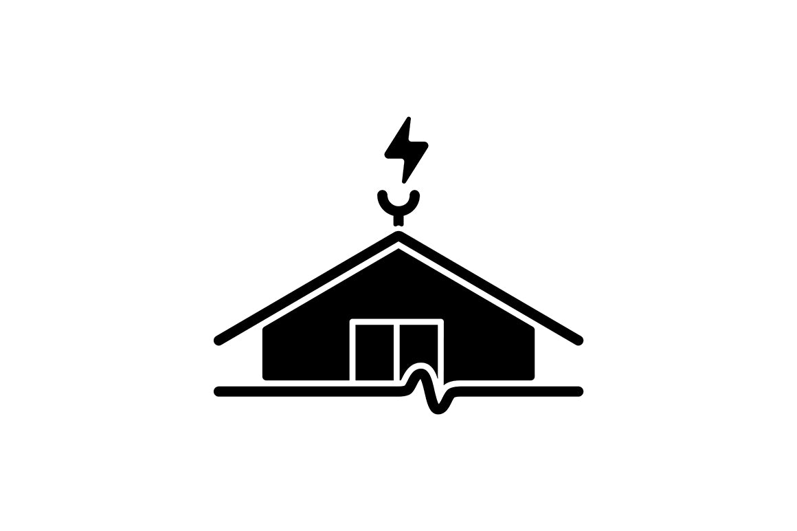 Building safety requirements black glyph icons set on white space