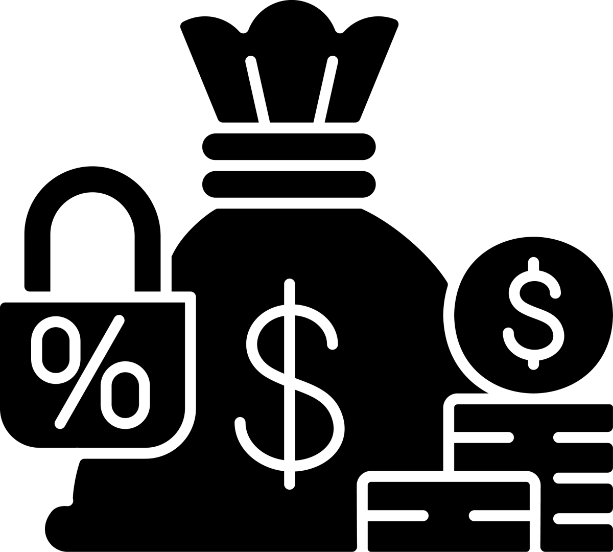 Business assets black glyph icons set on white space