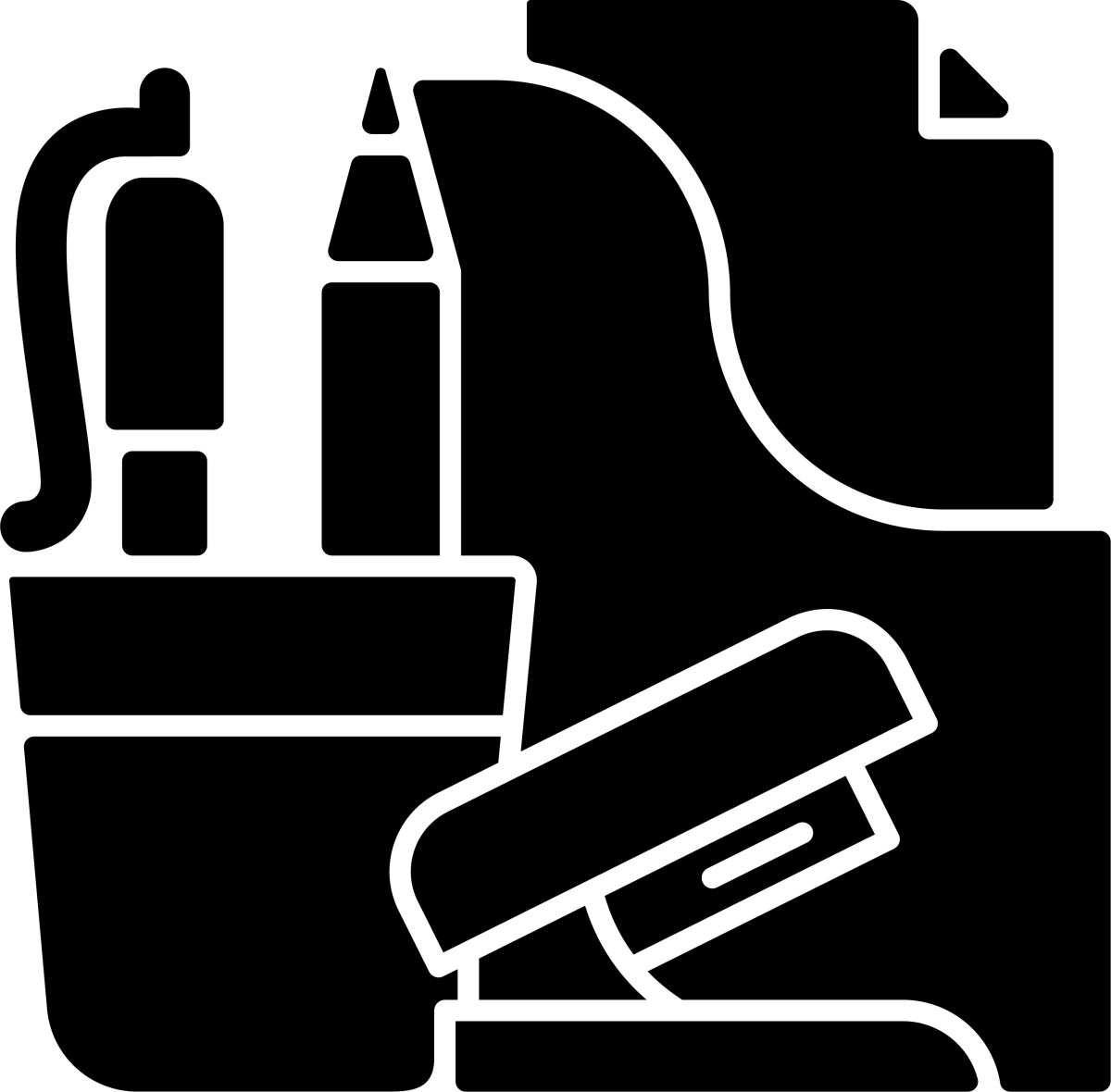 Business assets black glyph icons set on white space