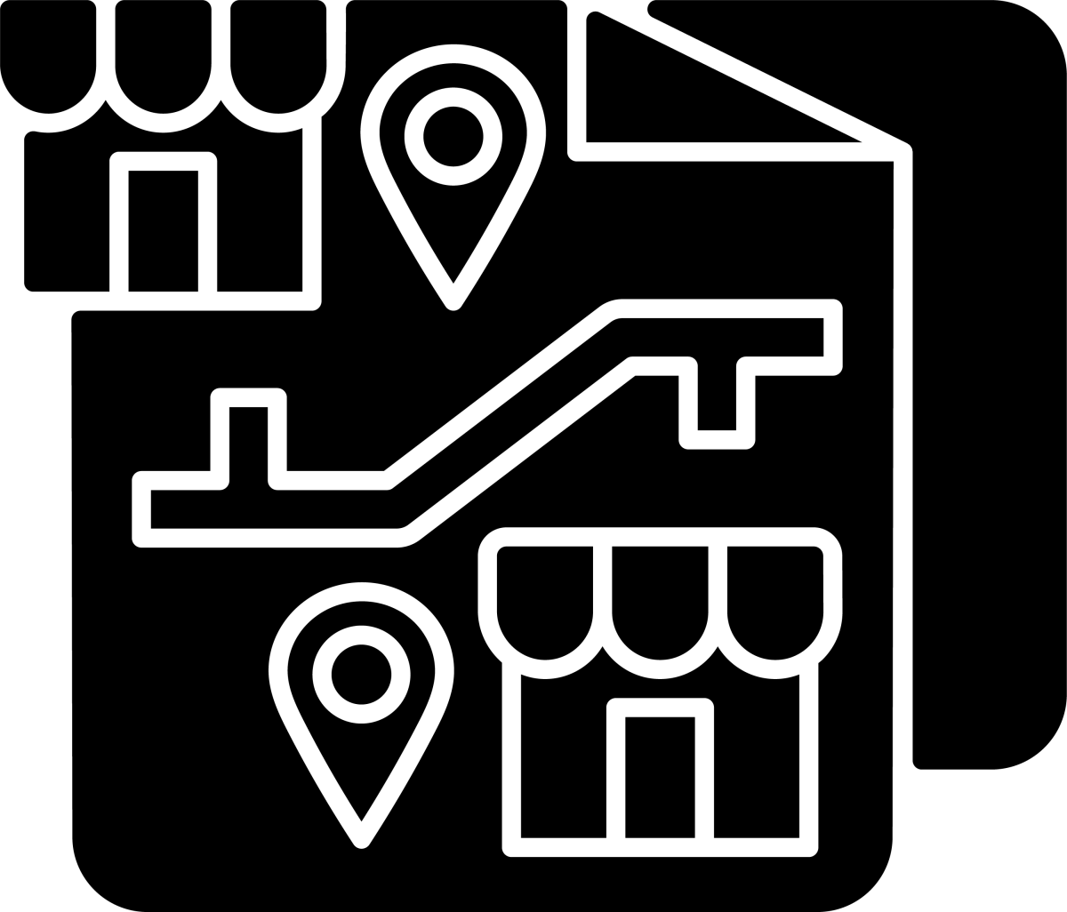 Business assets black glyph icons set on white space