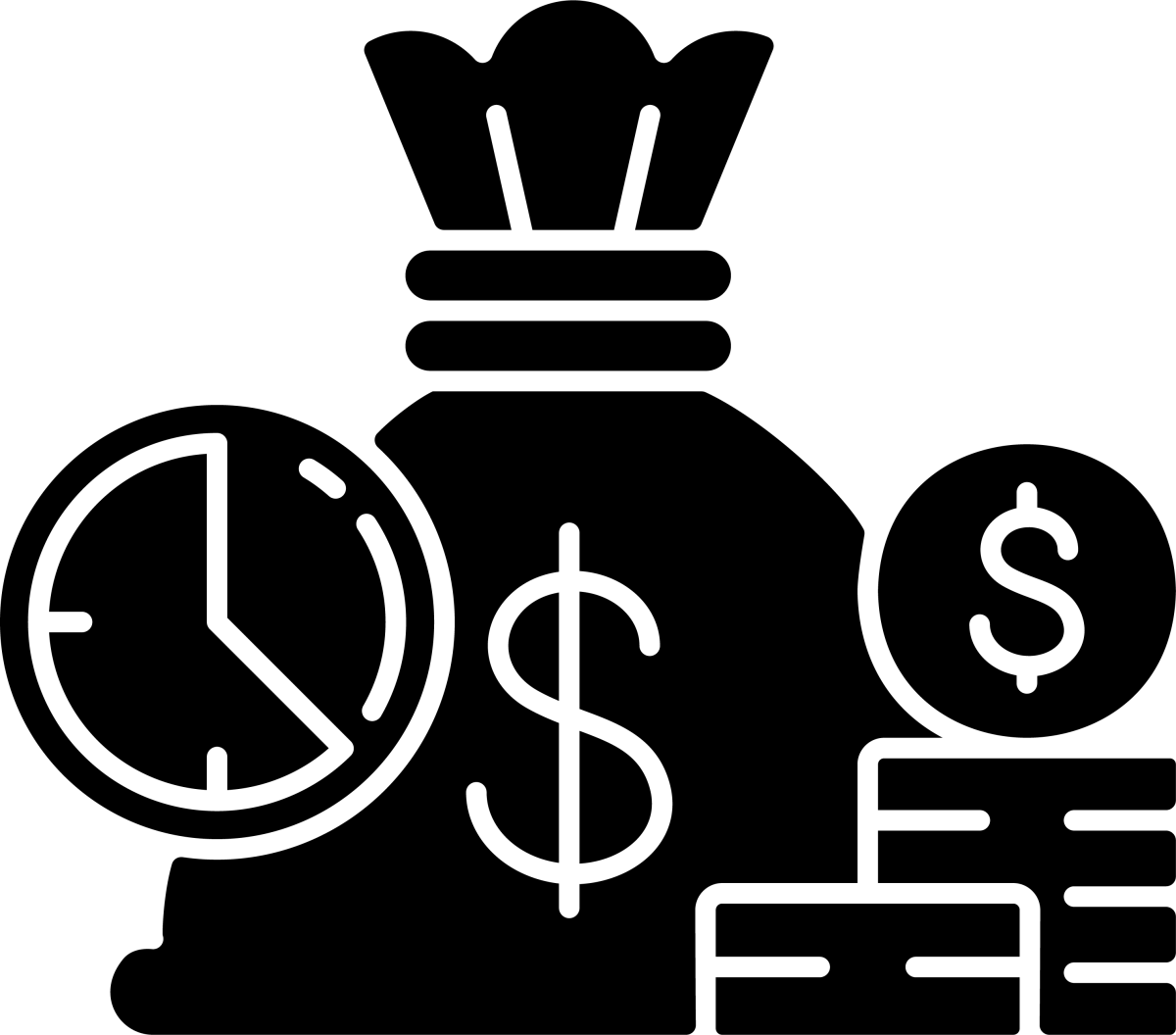 Business assets black glyph icons set on white space