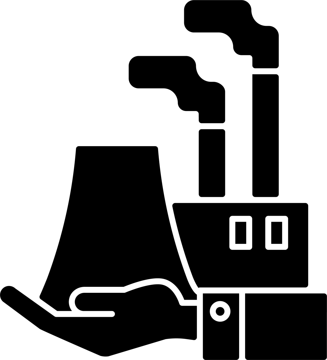Business assets black glyph icons set on white space