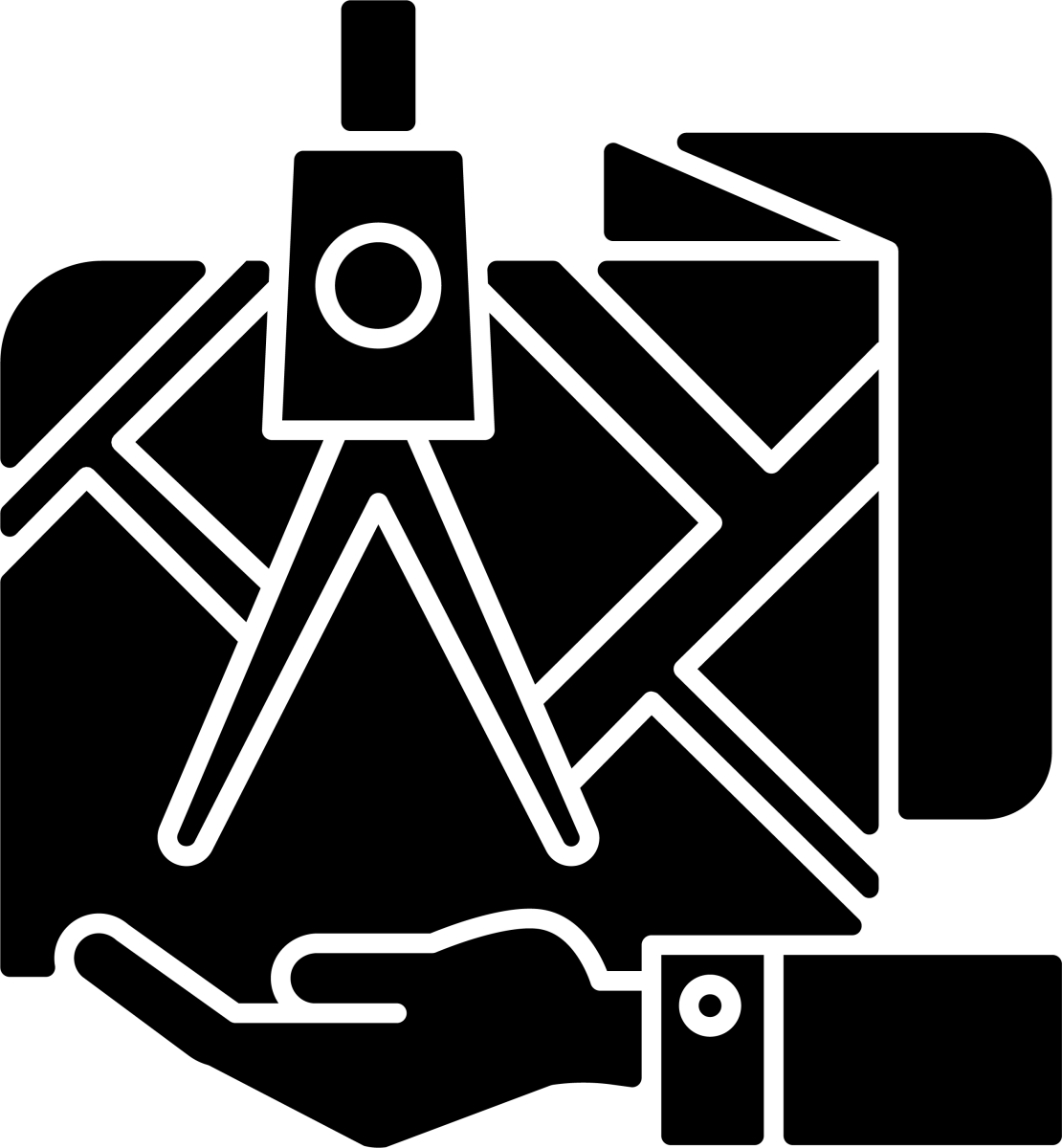 Business assets black glyph icons set on white space