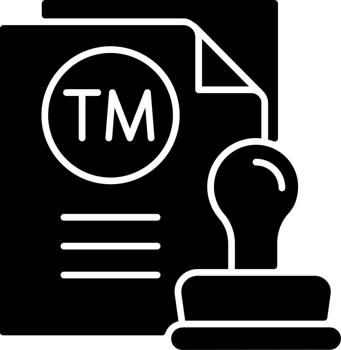 Business assets black glyph icons set on white space