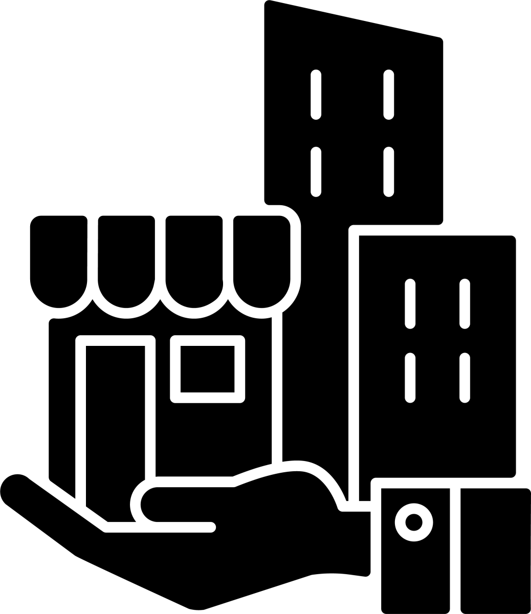Business assets black glyph icons set on white space