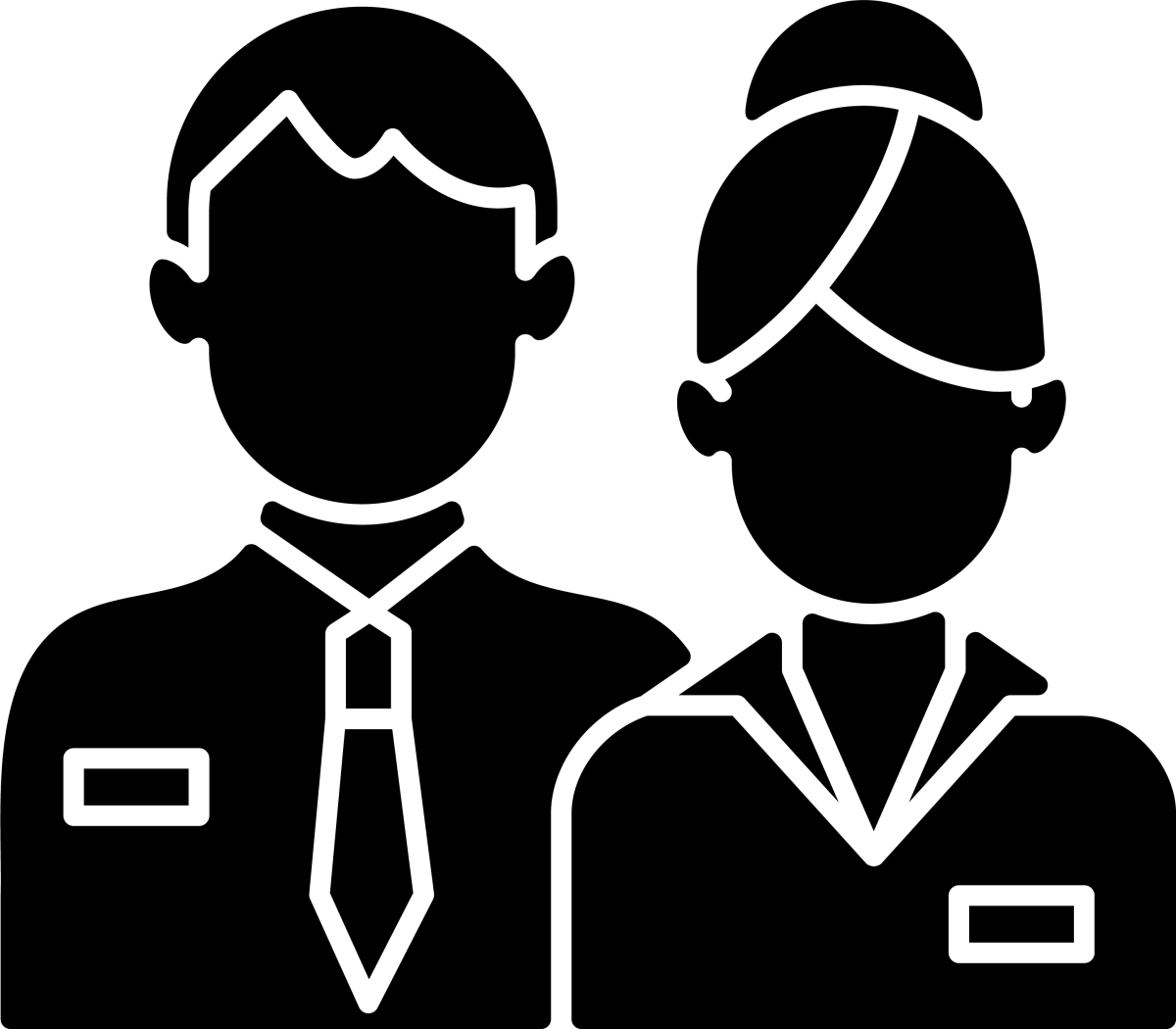 Business assets black glyph icons set on white space