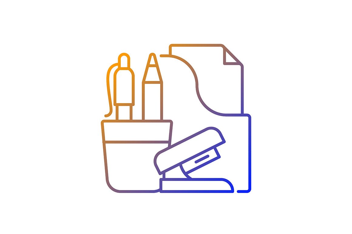 Business assets gradient linear vector icons set