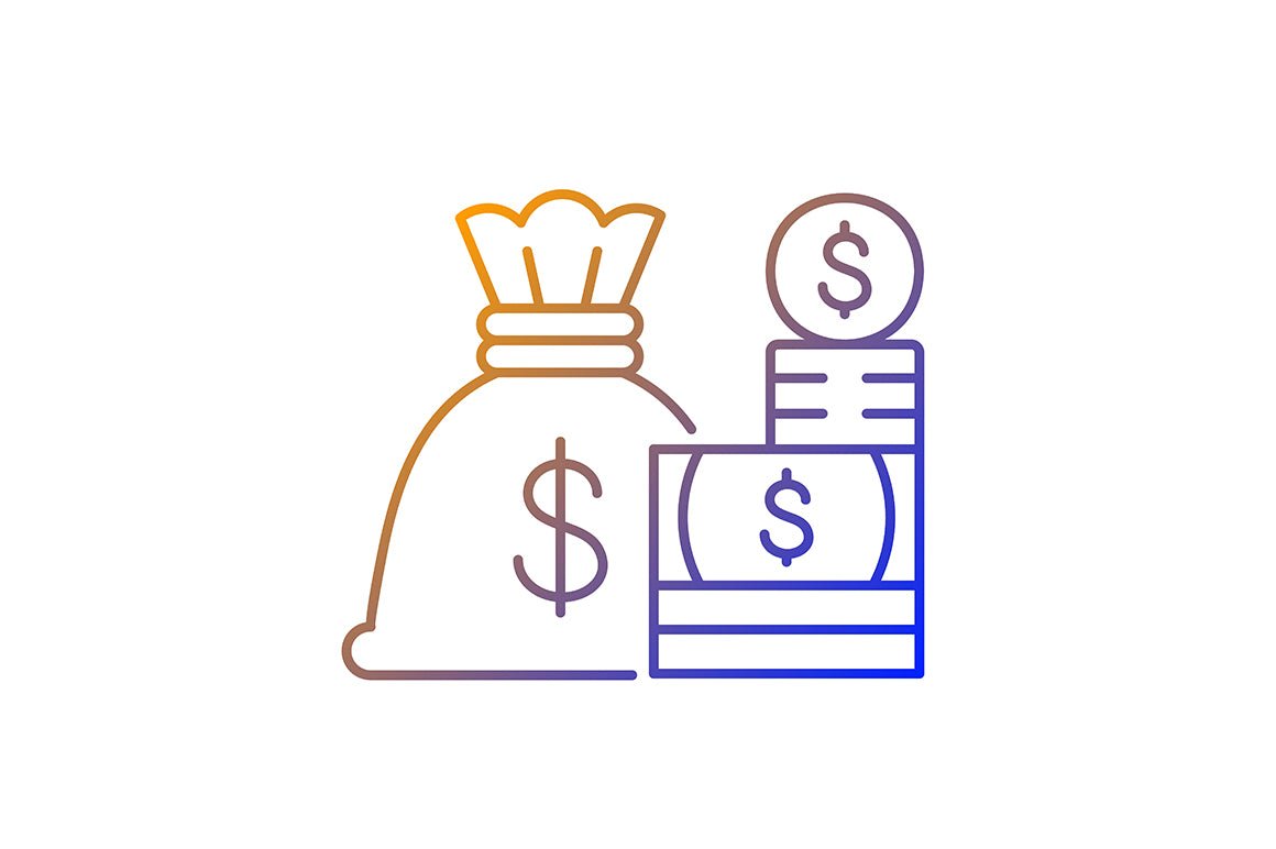 Business assets gradient linear vector icons set