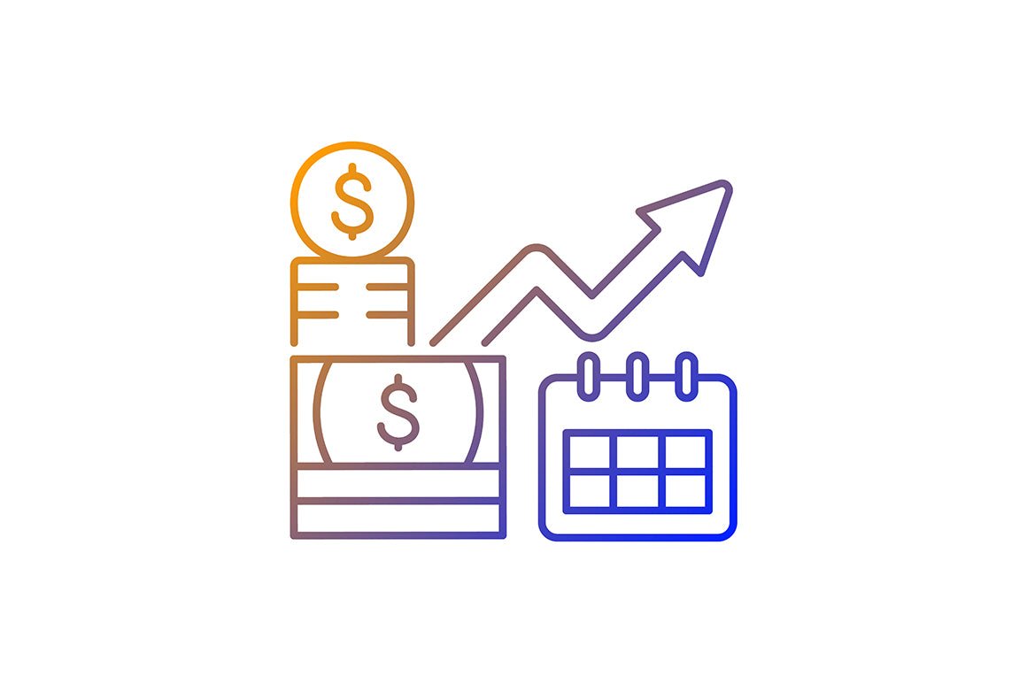 Business assets gradient linear vector icons set