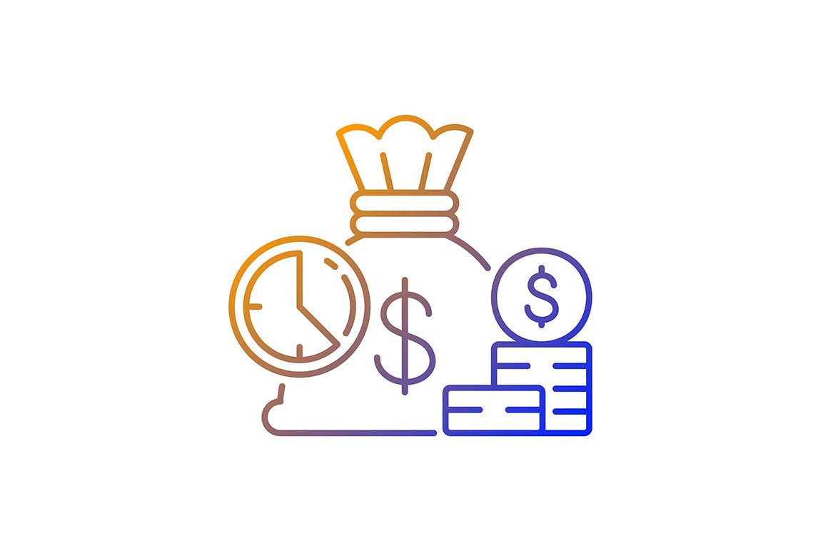 Business assets gradient linear vector icons set