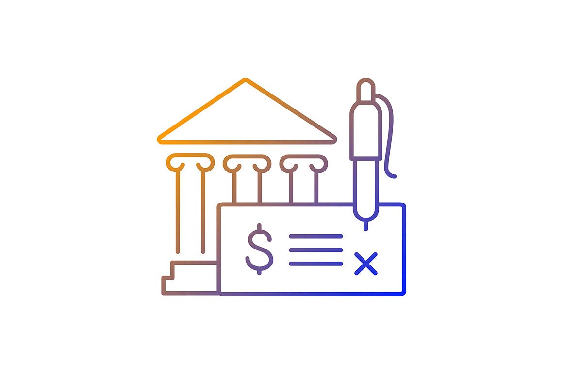 Business assets gradient linear vector icons set