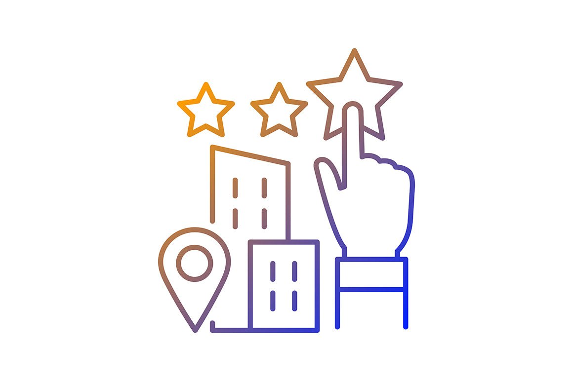Business assets gradient linear vector icons set