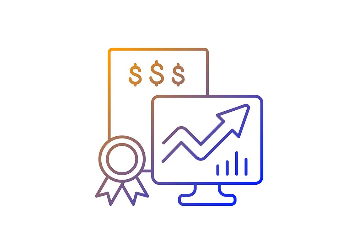Business assets gradient linear vector icons set