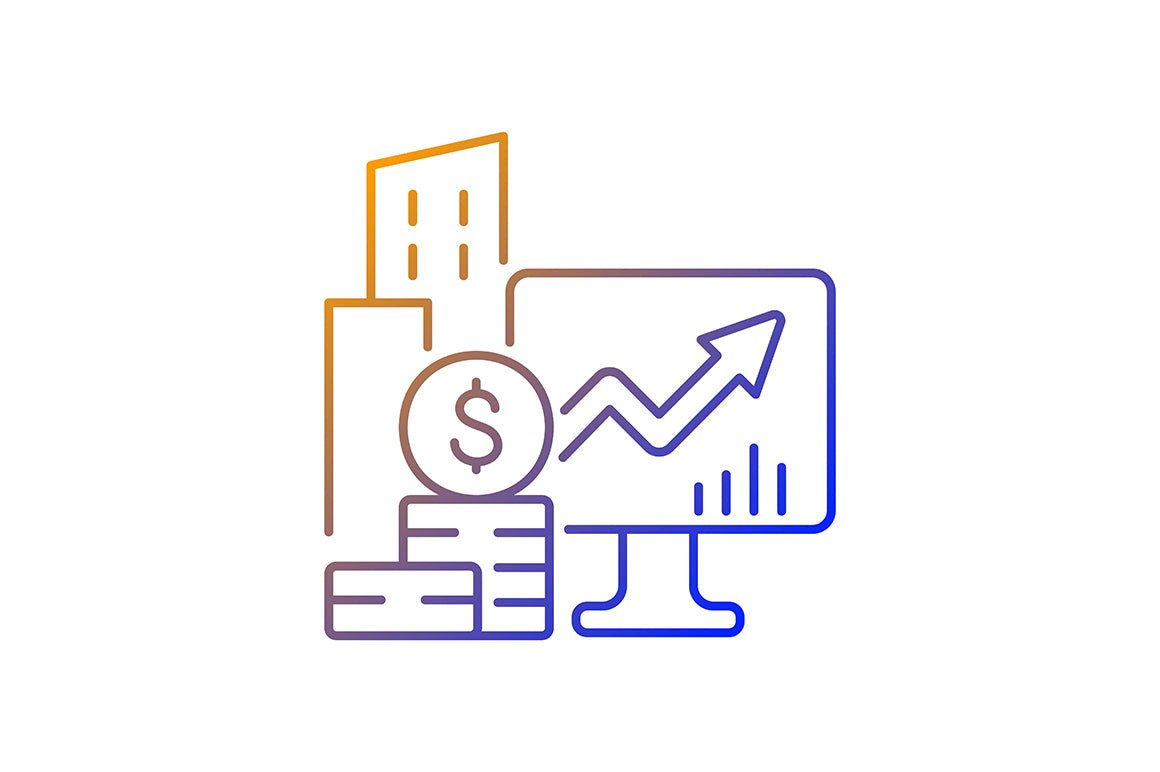 Business assets gradient linear vector icons set