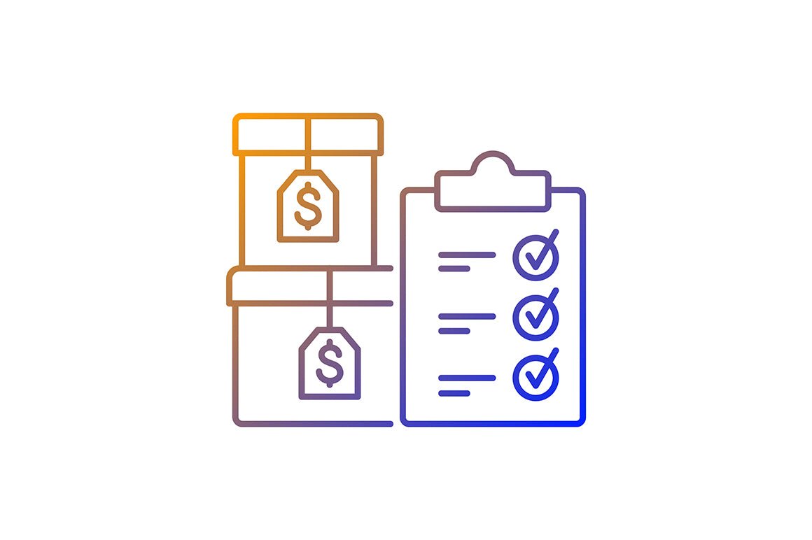 Business assets gradient linear vector icons set