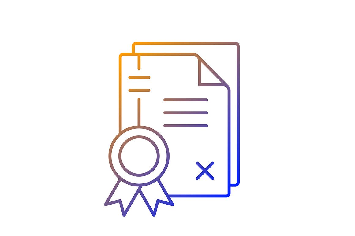 Business assets gradient linear vector icons set