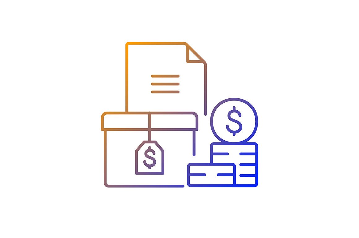 Business assets gradient linear vector icons set