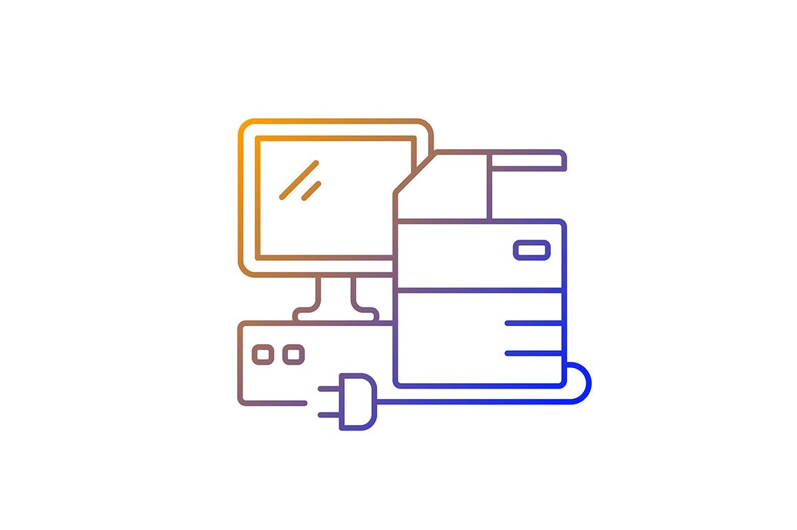 Business assets gradient linear vector icons set
