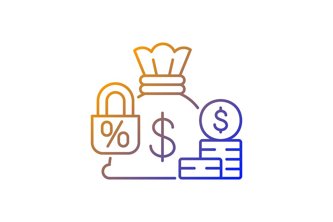 Business assets gradient linear vector icons set
