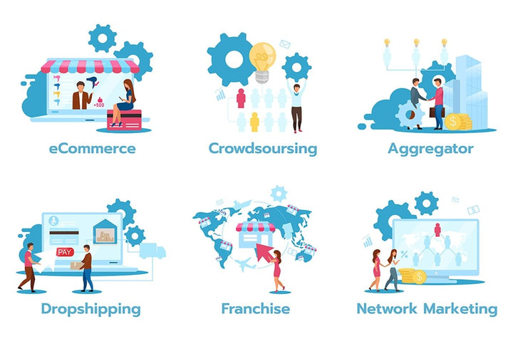 Business model flat vector illustrations set