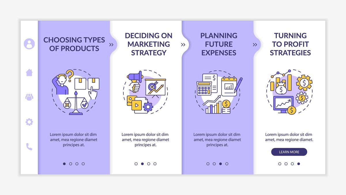 Business model types onboarding vector template bundle