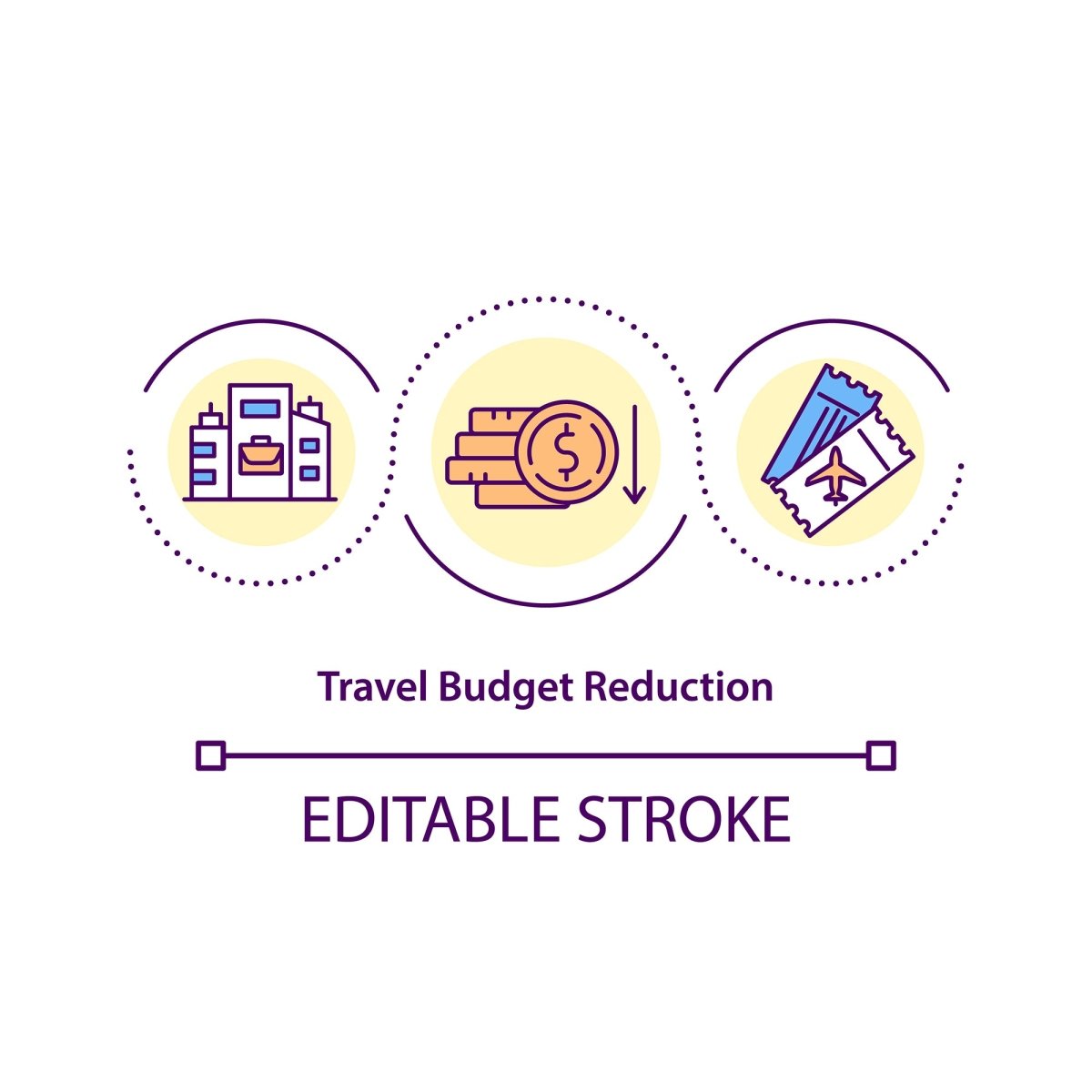 Business travel during coronavirus pandemic concept icons set