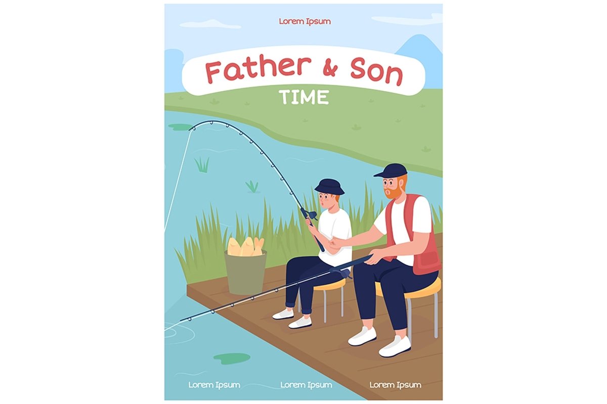Camping and fishing poster flat vector templates set
