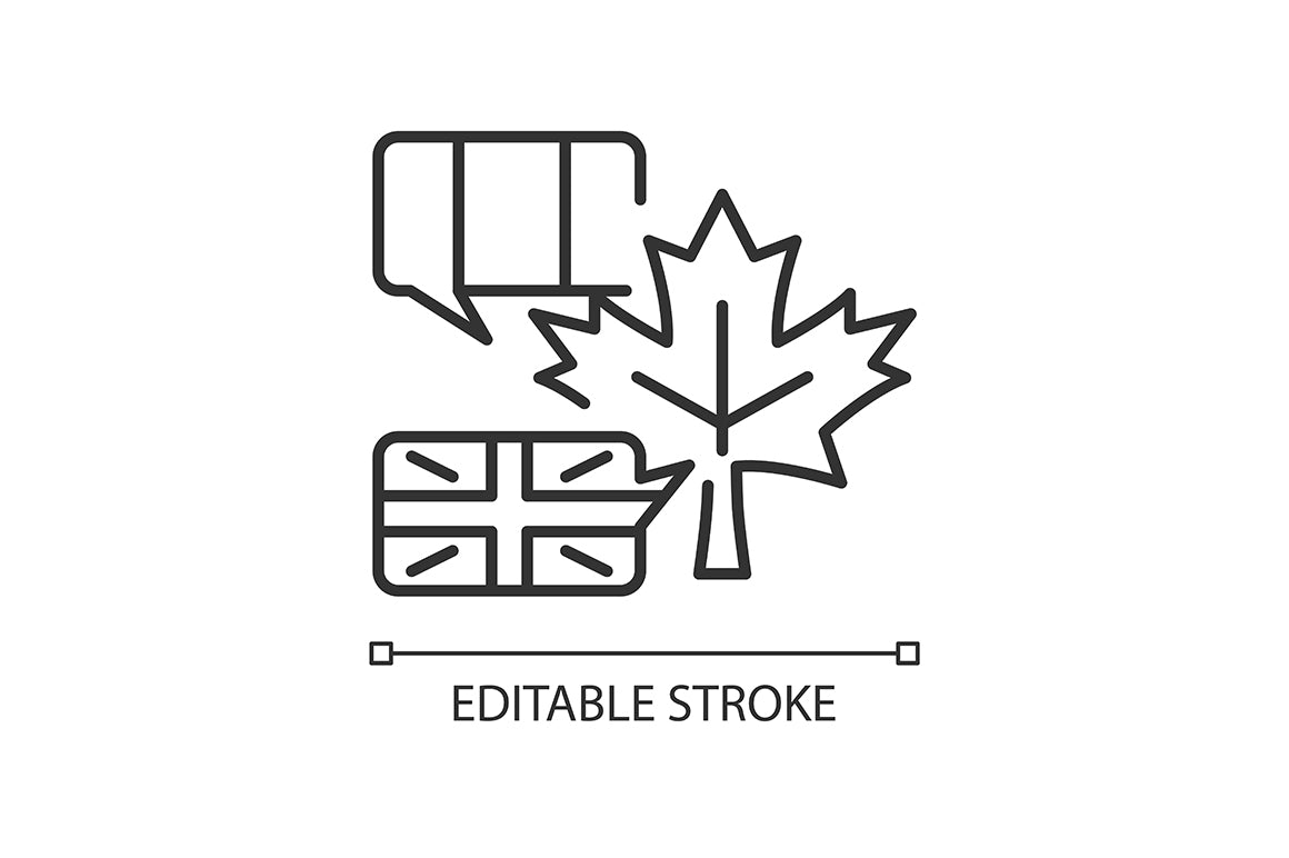 Canadian symbols linear icons set for dark and light modes set