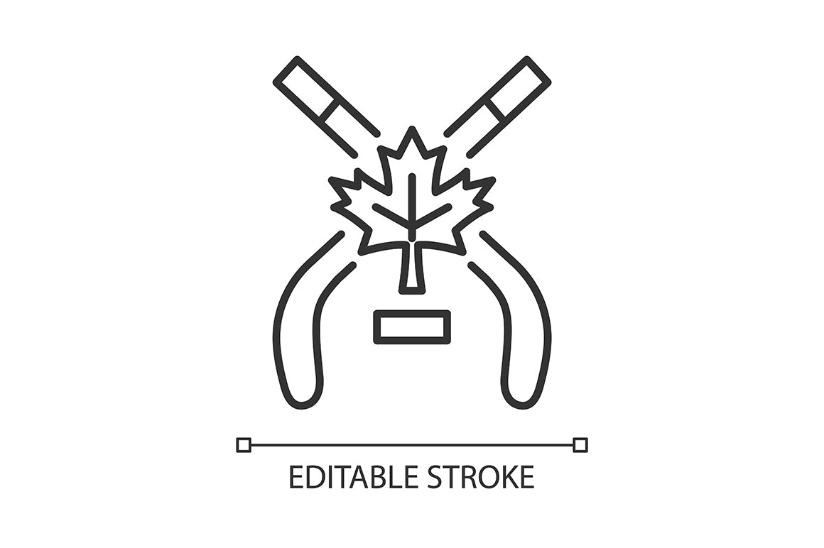 Canadian symbols linear icons set for dark and light modes set