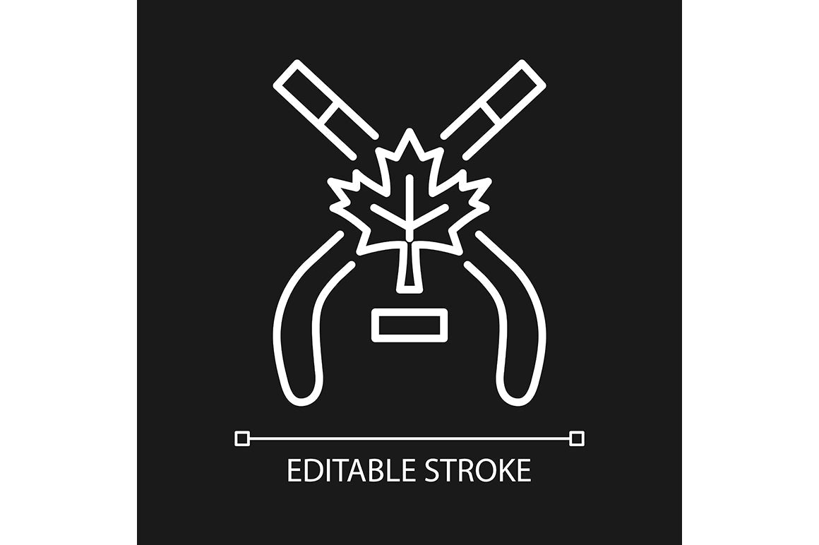 Canadian symbols linear icons set for dark and light modes set