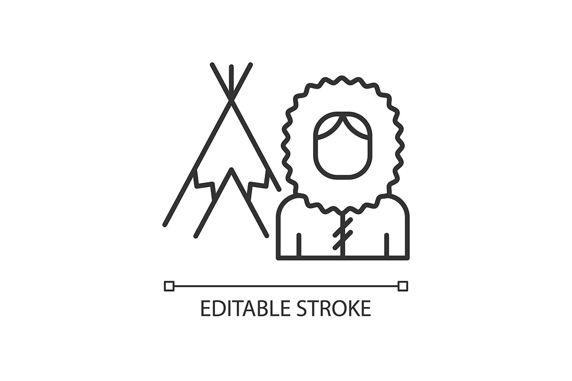Canadian symbols linear icons set for dark and light modes set
