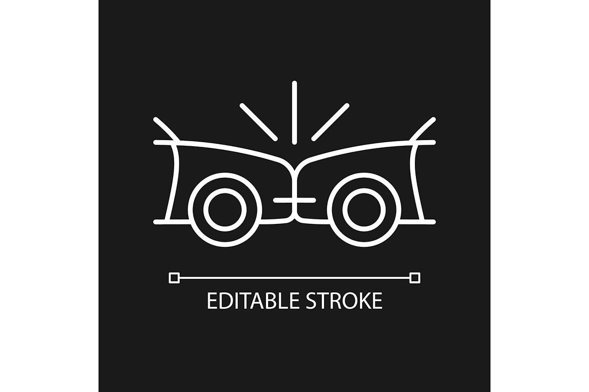 Car accident types linear icons set for dark and light mode