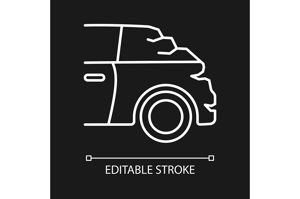 Car accident types linear icons set for dark and light mode