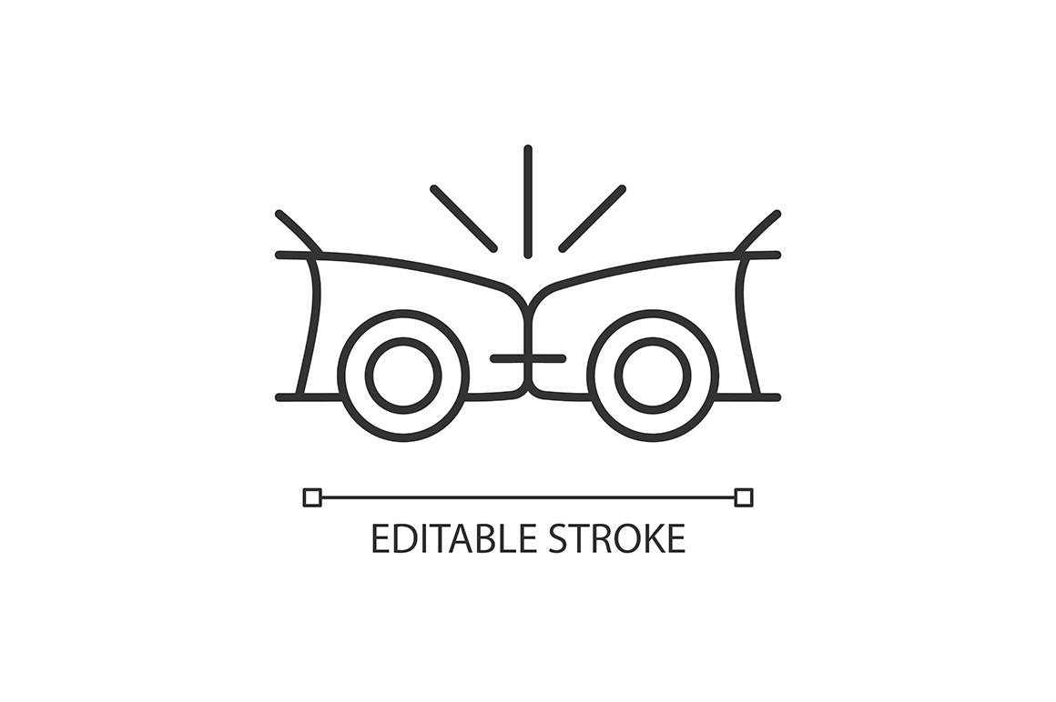 Car accident types linear icons set for dark and light mode