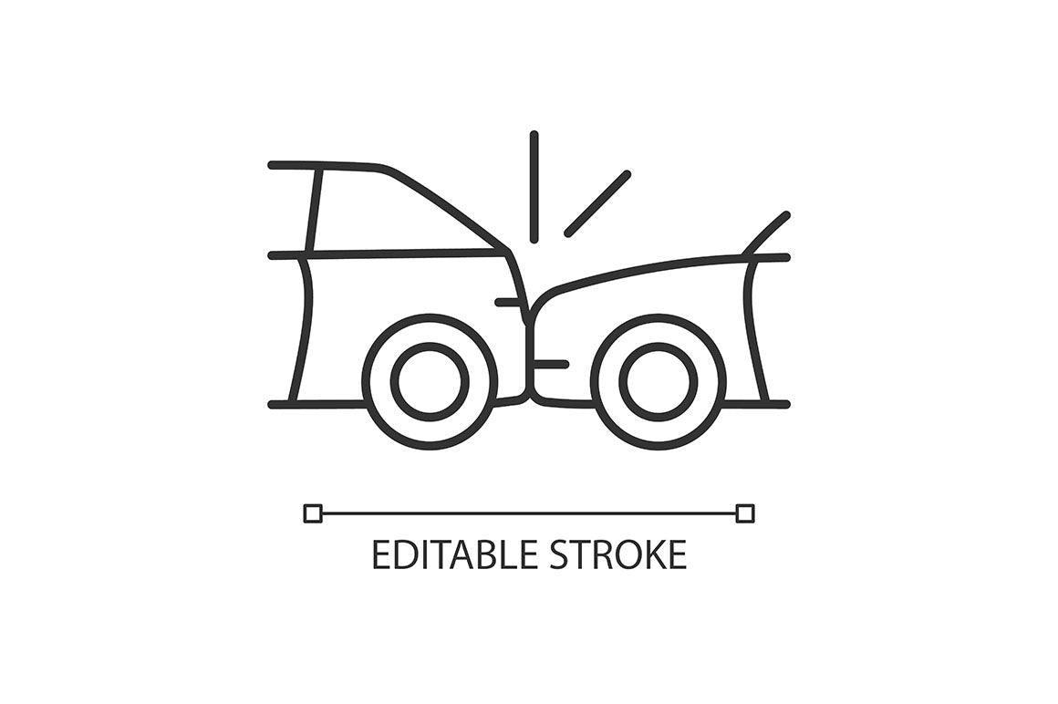 Car accident types linear icons set for dark and light mode