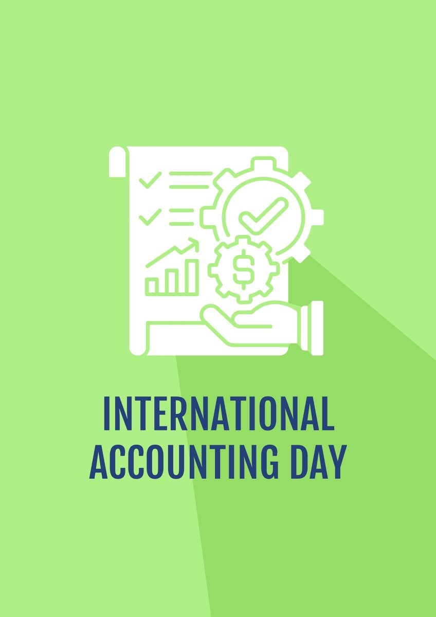 Celebrate accounting day greeting cards with glyph icon element set